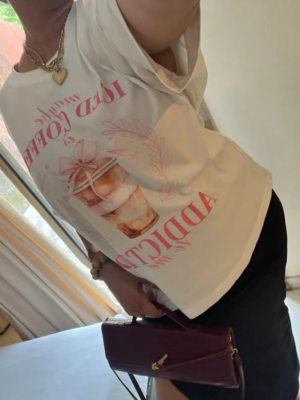 Coffee Baggy Fit Cotton Feel T-Shirt