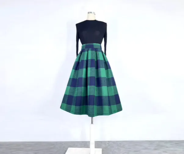 Structured Polished Everyday Casual Plaid Skirt