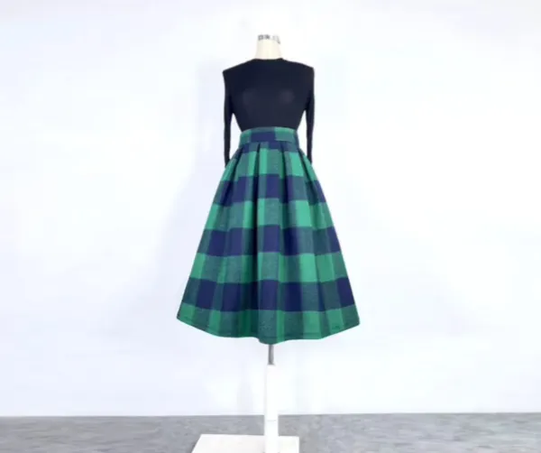 Structured Polished Everyday Casual Plaid Skirt