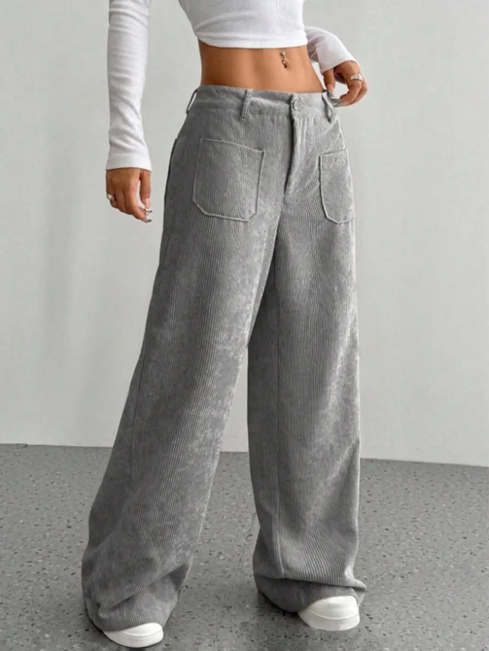 Relaxed Structure Sequin Wide Leg Pocketed Pants