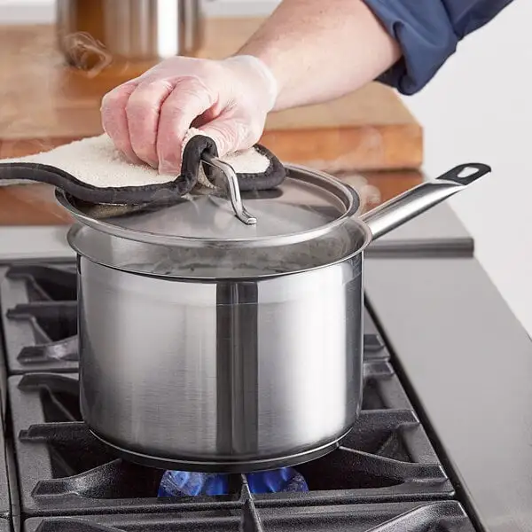 Low-Profile Stainless Steel Sauce Pan with Aluminum Clad Bottom and Cover