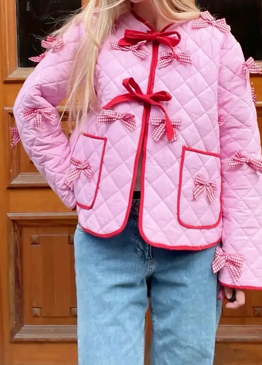 Round-Neck Bow Casual Jacket