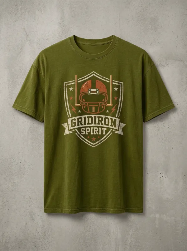 Men's American Football Gridiron Spirit Helmet Graphic T-shirt