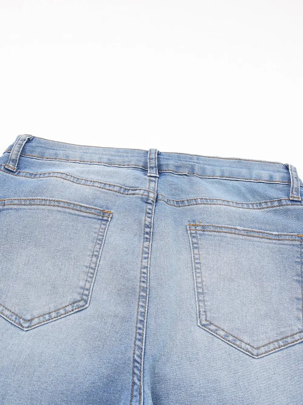 Whiskered Wash Raw Hem Cropped Jeans