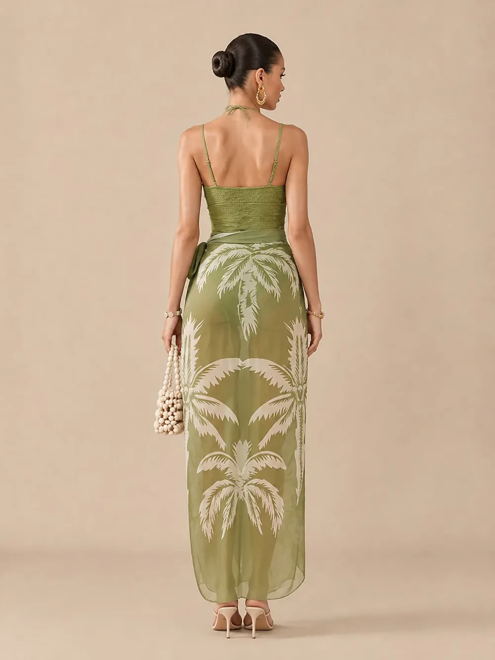 Scarlett Printed Cut-out Swimsuit Set In Green