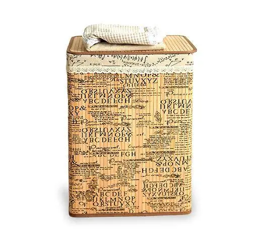 Lidded Bamboo Wood Laundry Basket