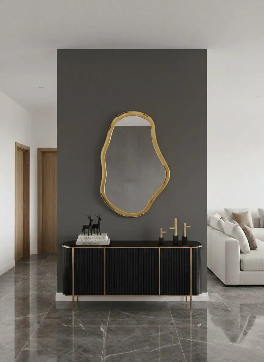 Asymmetrical Brass Accent Wall Mirror