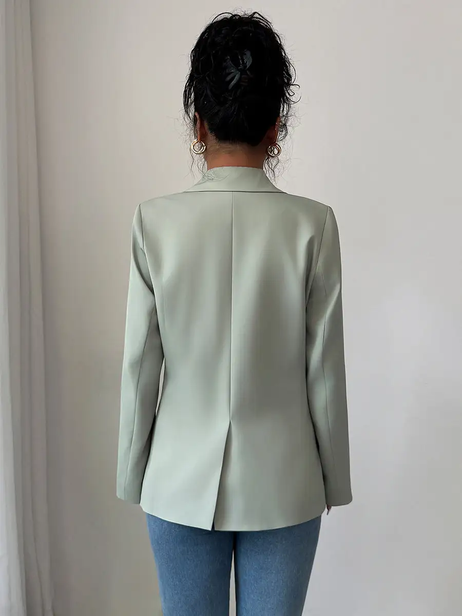 Long Sleeve Relaxed Button Front Pocket Solid Color Blazer Everyday