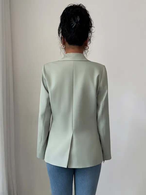 Long Sleeve Relaxed Button Front Pocket Solid Color Blazer Everyday