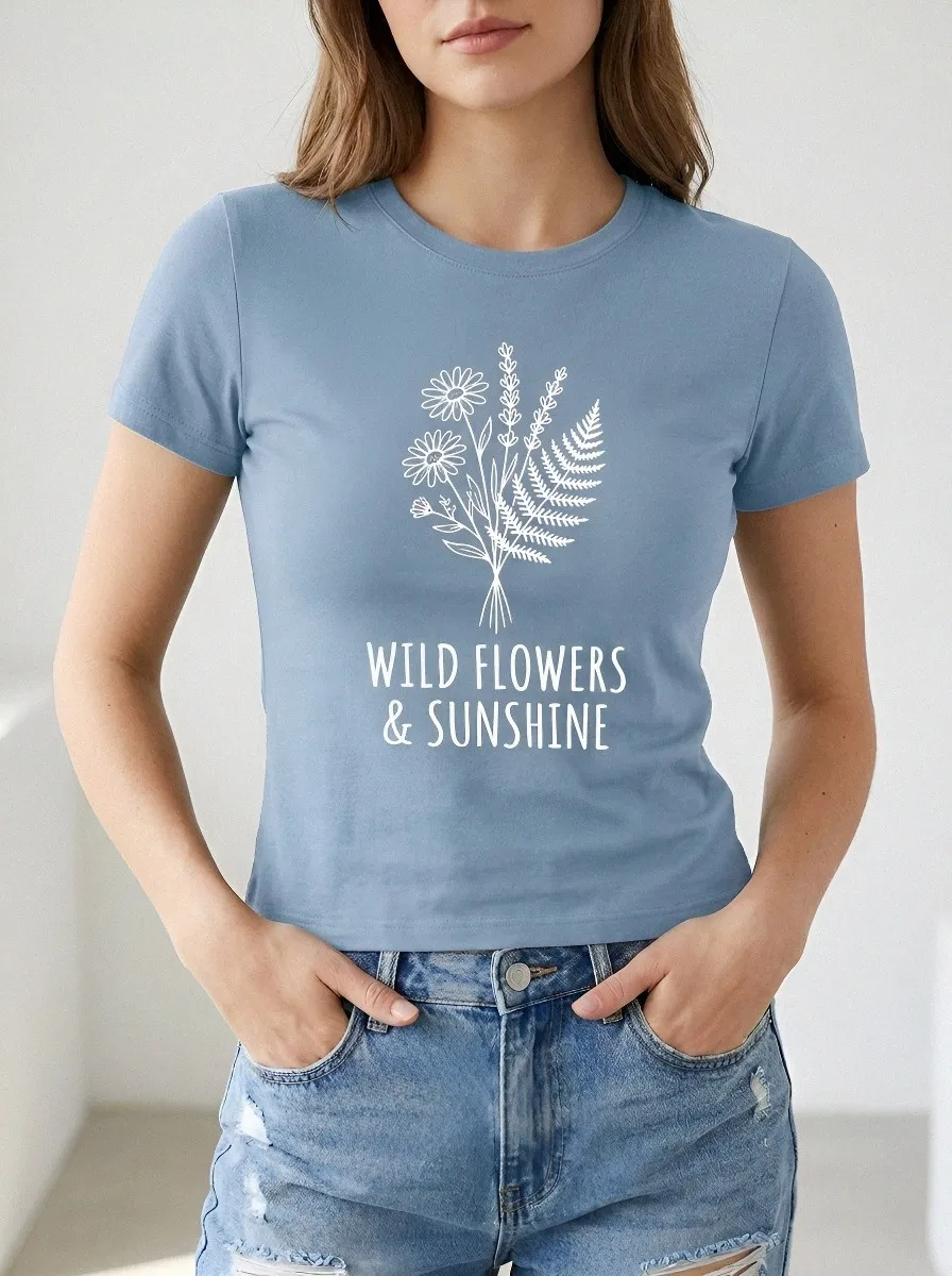 Women's Nature Lover Wildflowers & Sunshine Printed T-shirt