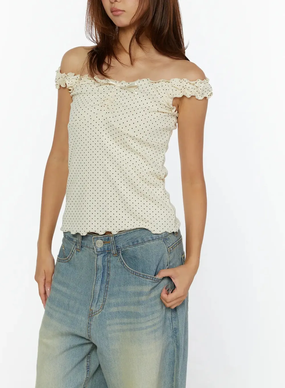 Polka Dot Frill Tank Top