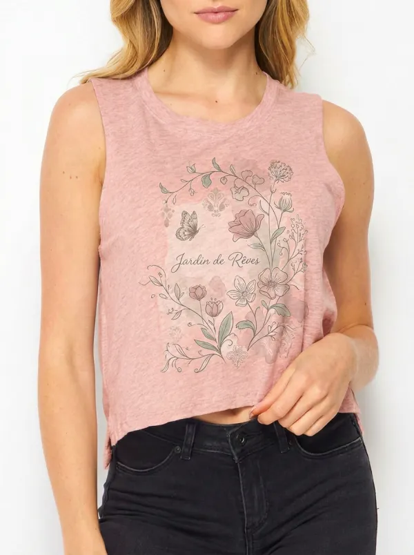 Women's Botanical Butterfly Jardin de Rêves Printed Tank Top