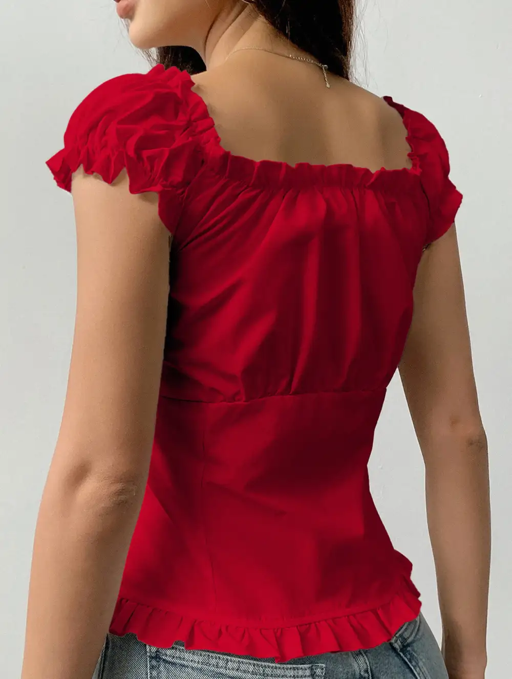 Short Sleeve Ruffled Vest