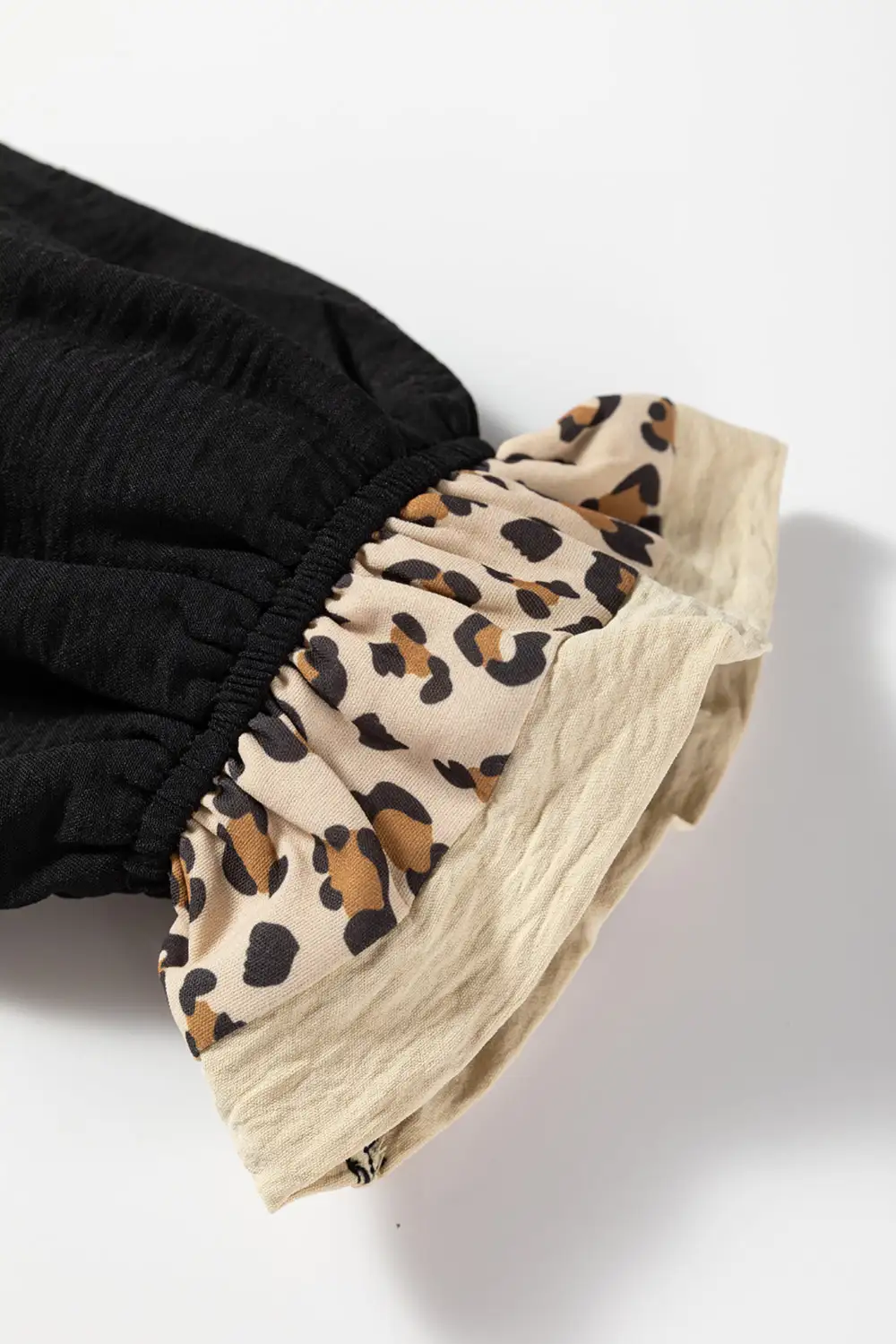 Leopard Print Ruffled Patchwork Blouse