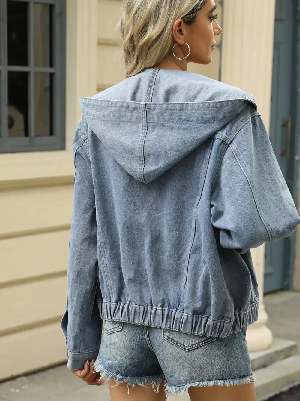 Washed Button Up Hooded Jacket