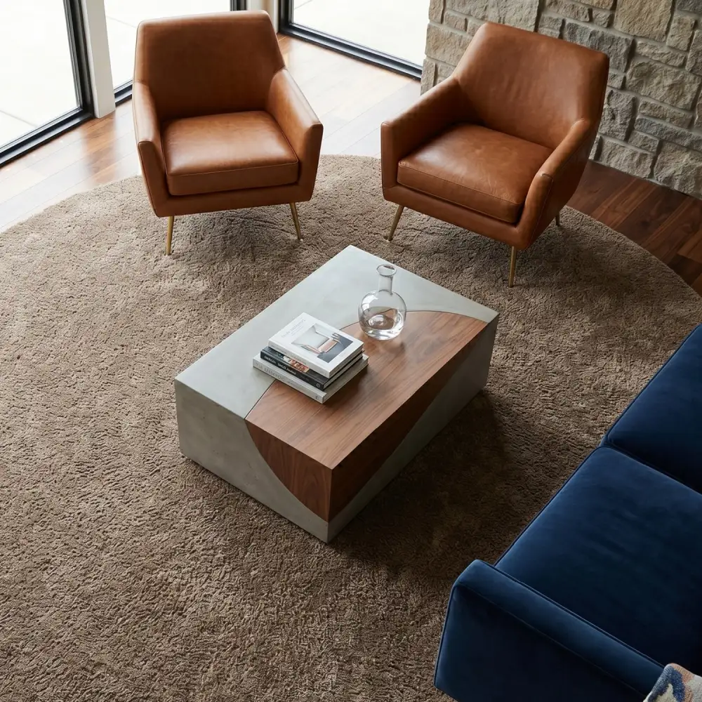 Hand-Loomed Wool Fringe Round Carpet