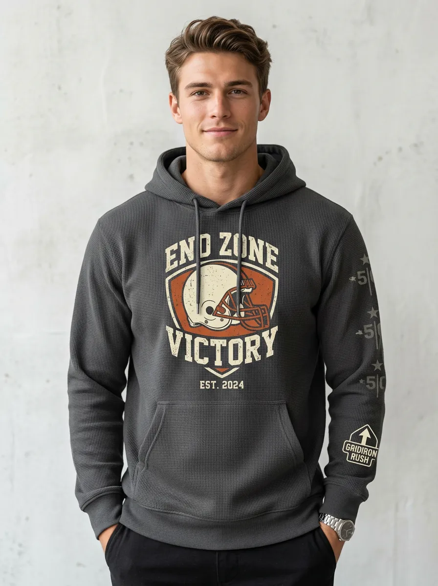 Men's Football Lover End Zone Victory Helmet Printed Hoodie
