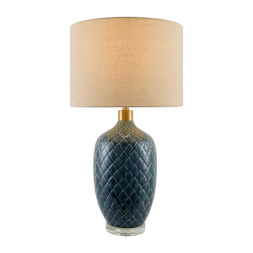 Carved Ceramic Linen Table Lamp