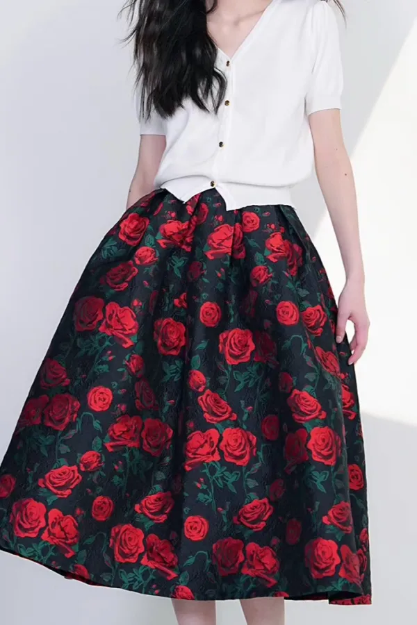 Comfortable City Embroidered High Waist Skirt