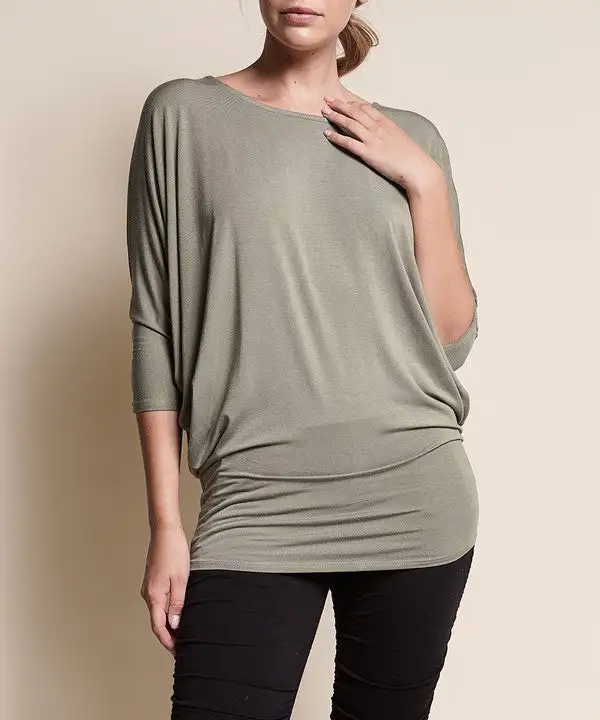 Bamboo Side Ruched Dolman Top