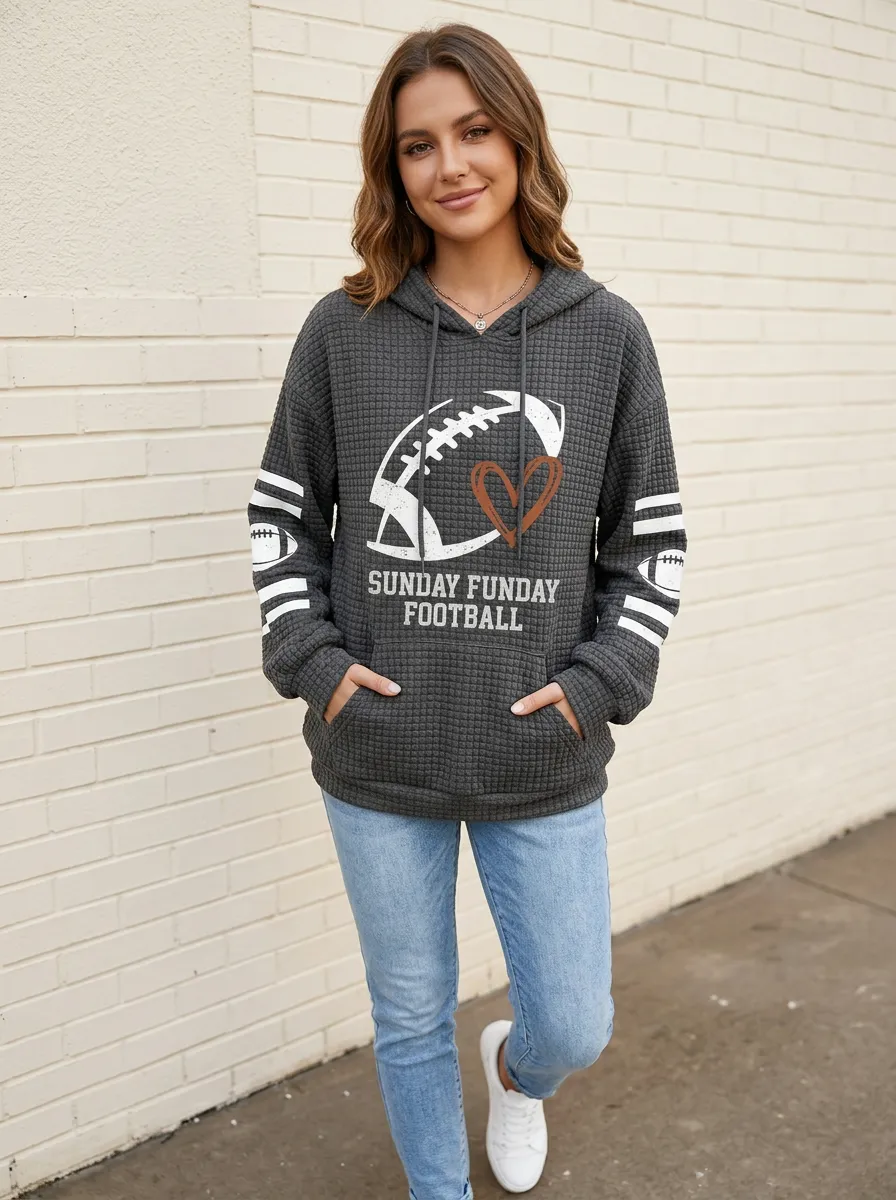 Women's Gridiron Sunday Funday Heart Graphic Graphic Hoodie