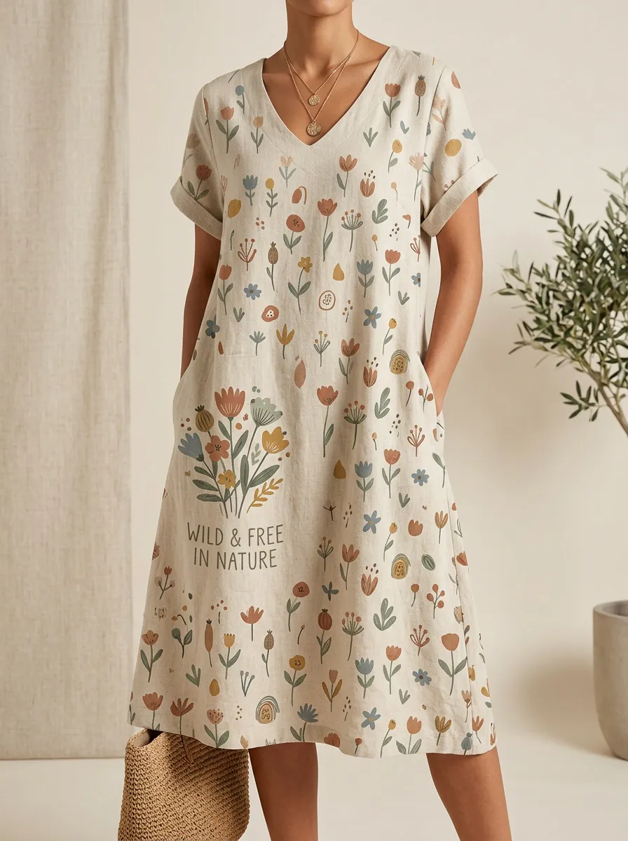 Nature Lover Wildflower V-Neck Top