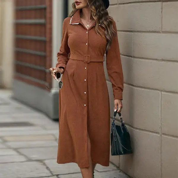 Women's Shirt Long-Sleeve Ruffled Dress