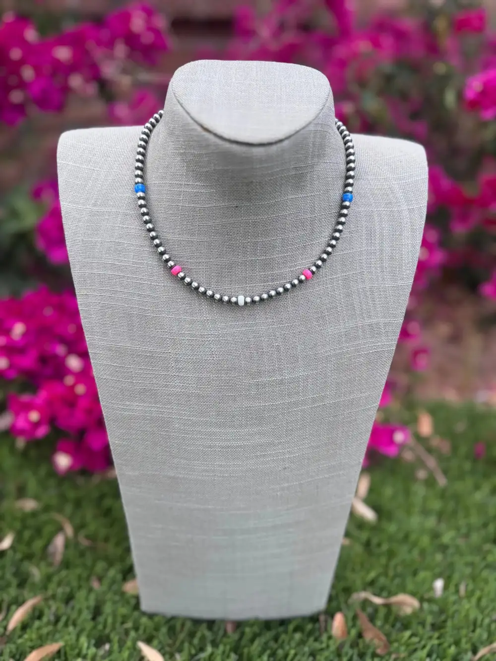 Beaded Pearl Opal Sterling Silver Detailed Necklace