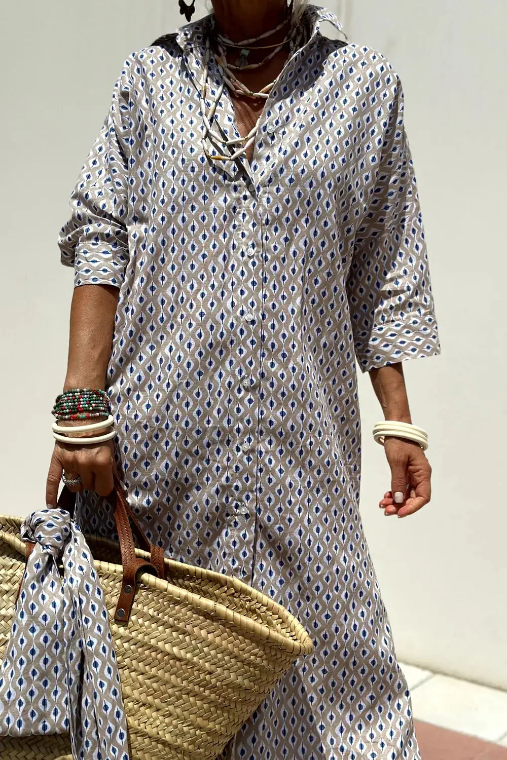 Three-Quarter-Sleeve Casual Dress