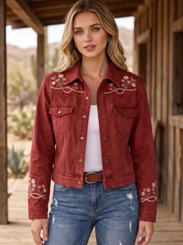 Ranch Floral Embroidered Heritage Look Women's Western Jacket