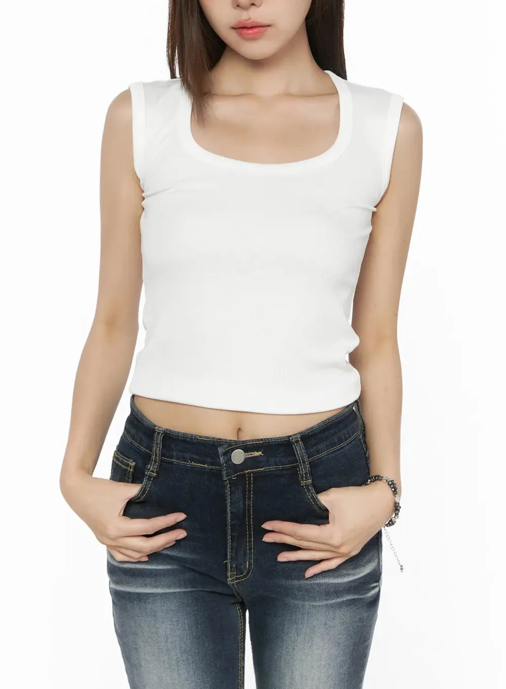 Ribbed U-Neck Tank Top