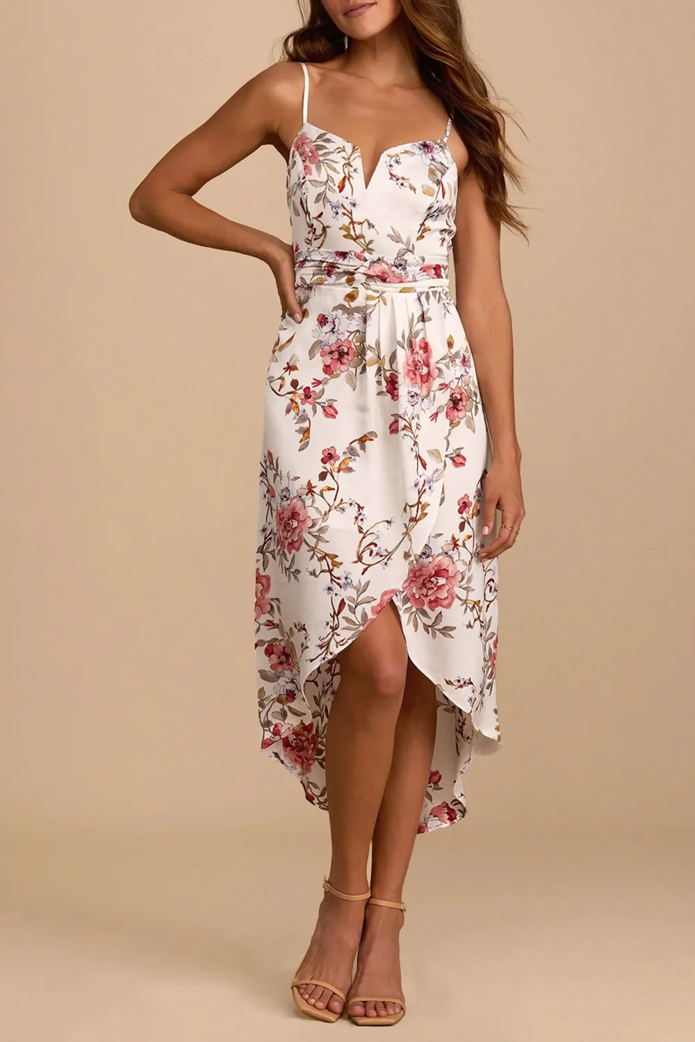 Casual Style Floral Print Tulip Skirt Midi Dress