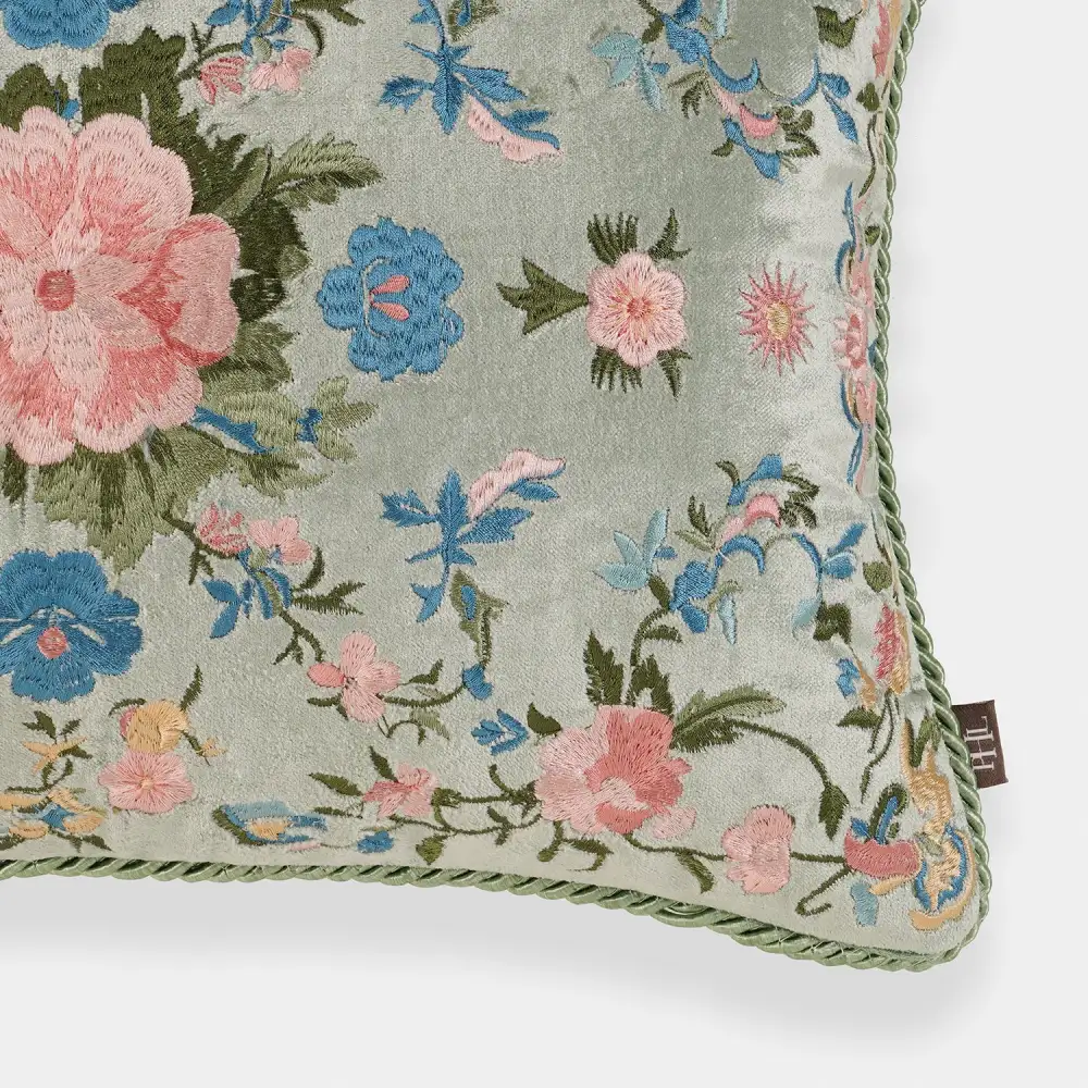 Ivory Bloom Velvet Cushion Cover