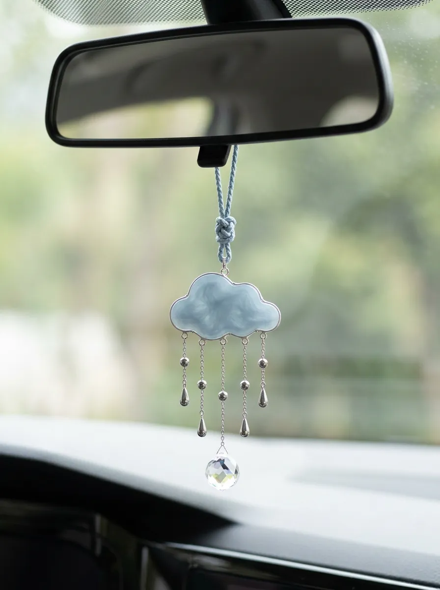 Crystal Cloud Rearview Mirror Hanging Ornament