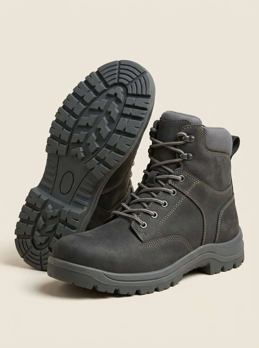 Unisex Outdoor Hiking Non-Slip Sole Leather Print Work Boots