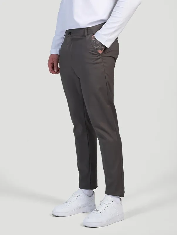 Grey Stretch Pants Clean Cut