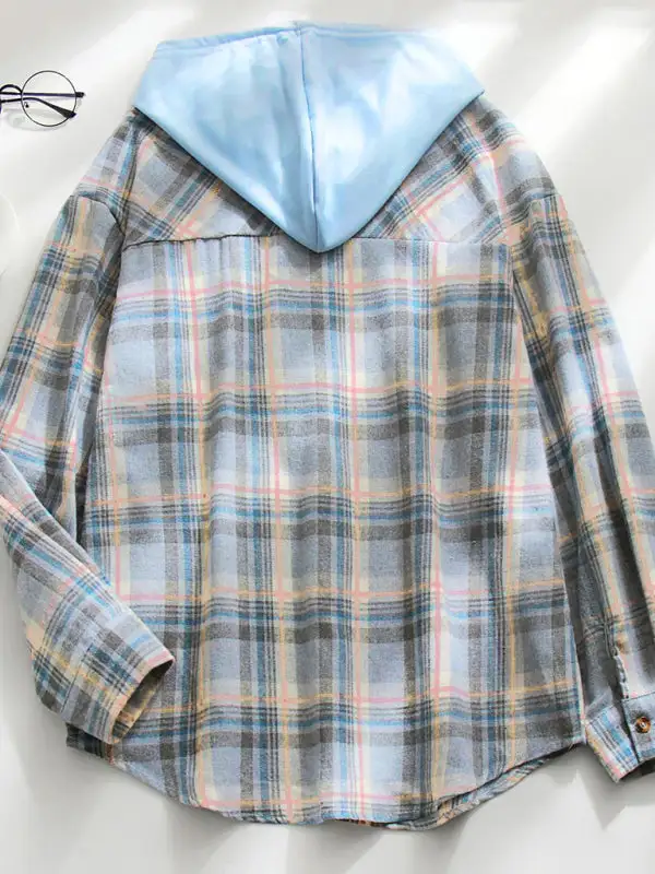 Button-Down Hooded Collared Cotton Jacket