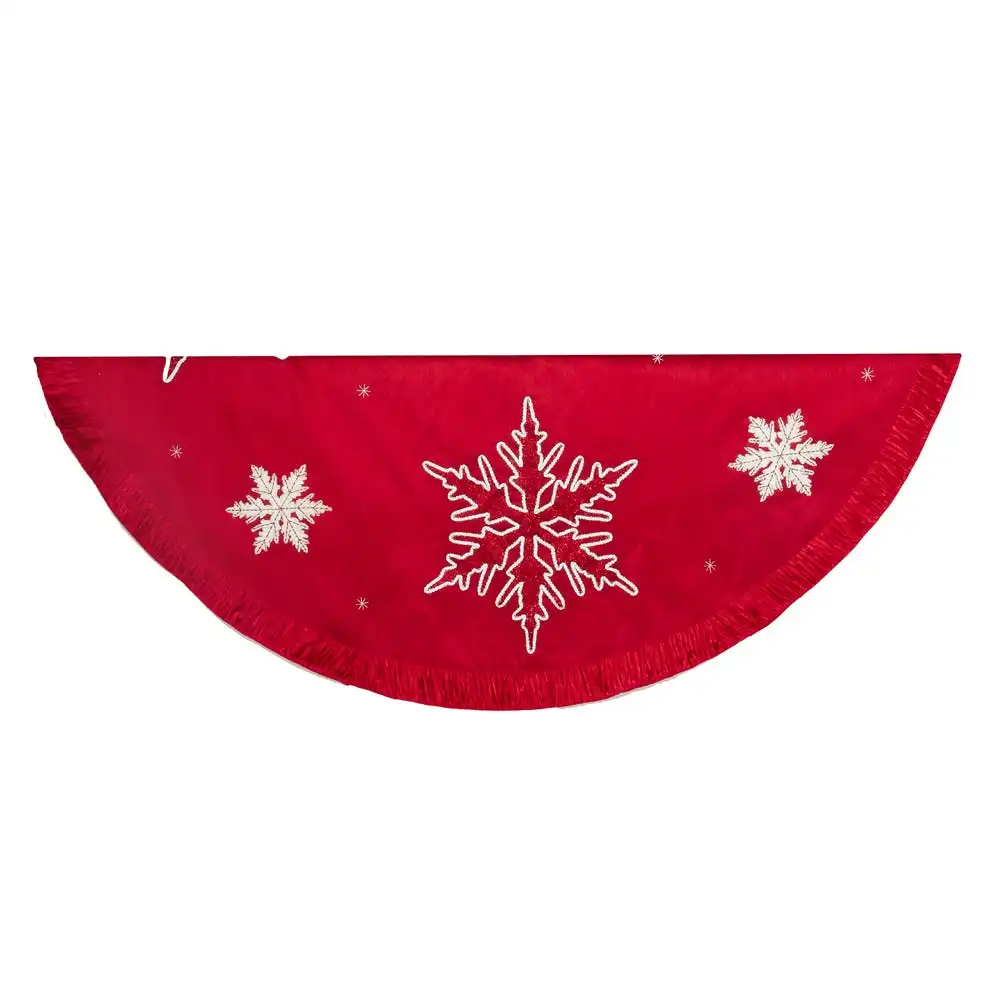 Pleated Snowflake Embroidered Tree Skirt