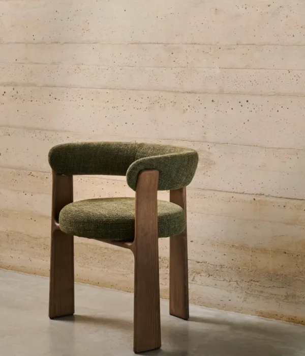 Upholstered Chenille Ash-Wood Chair