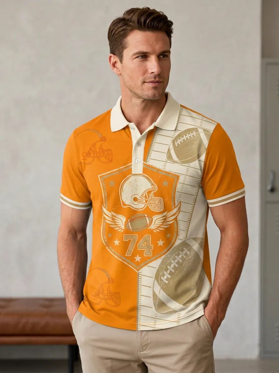 Men's Gridiron Helmet Shield Polo Shirt