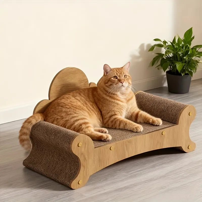 Wooden Cat Sofa with Scratcher