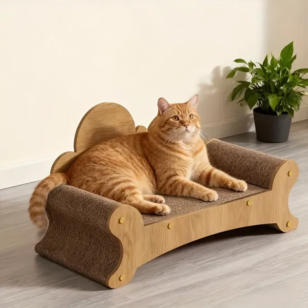Wooden Cat Sofa with Scratcher