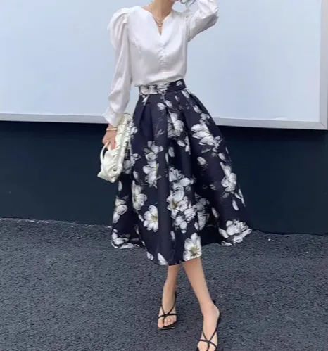 Classic Easy Everyday Casual Floral Skirt