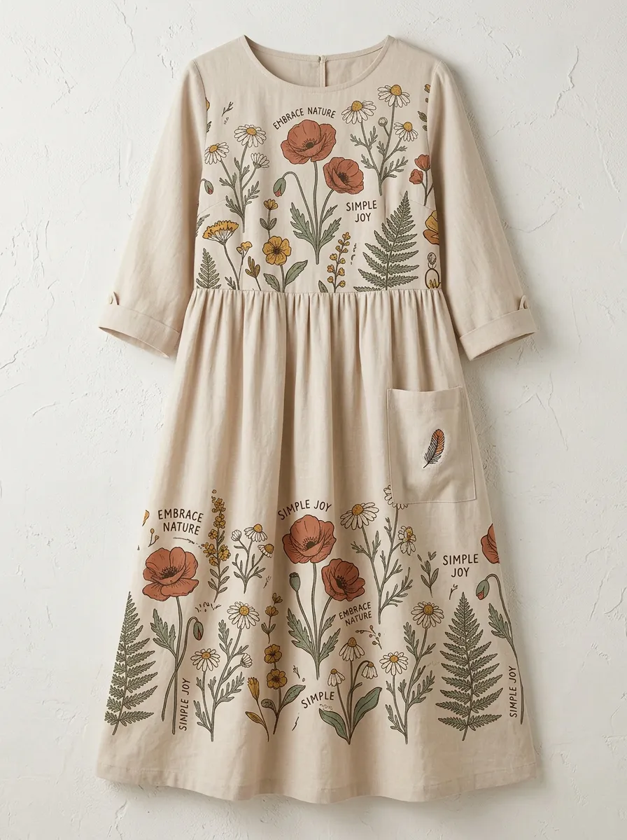 Botanical Nature Lover Poppy Daisy Dress