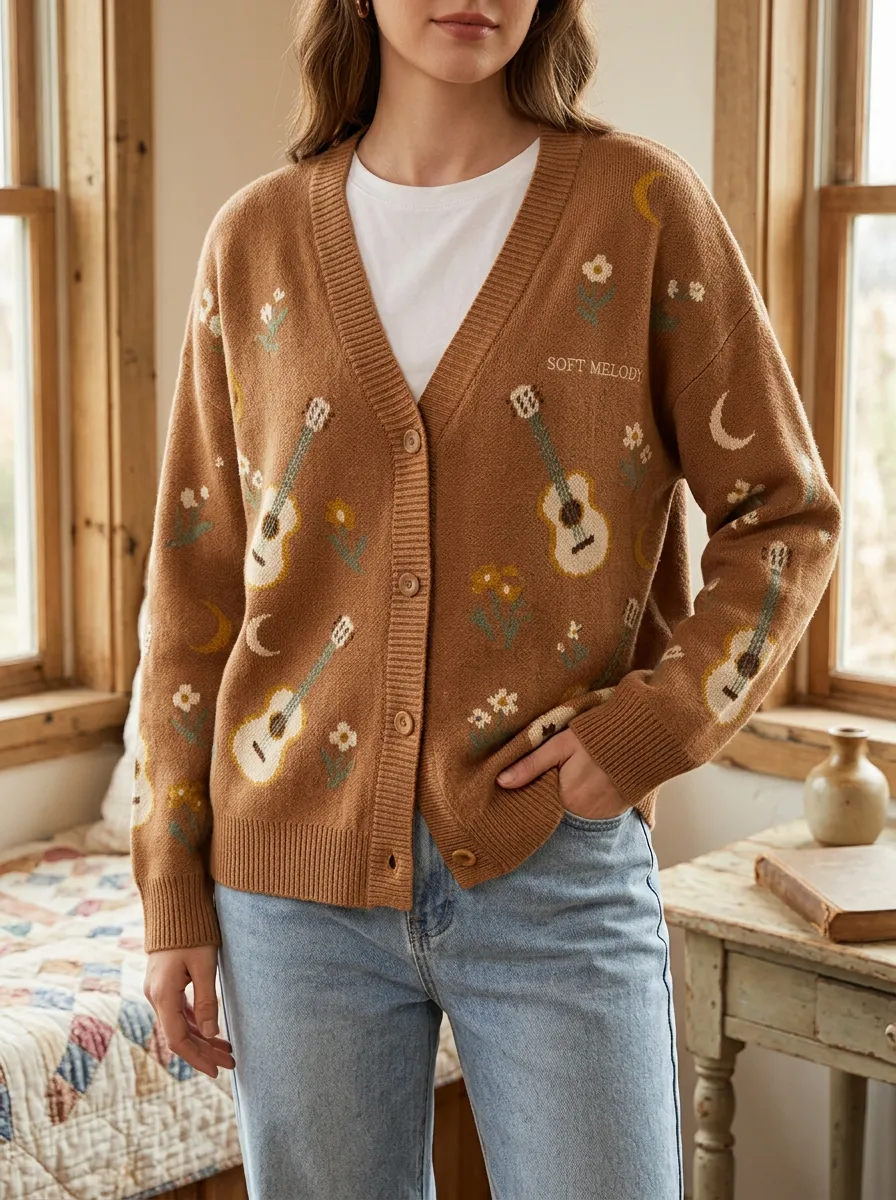 Heritage Guitar Women's Country Music Casual Cardigan