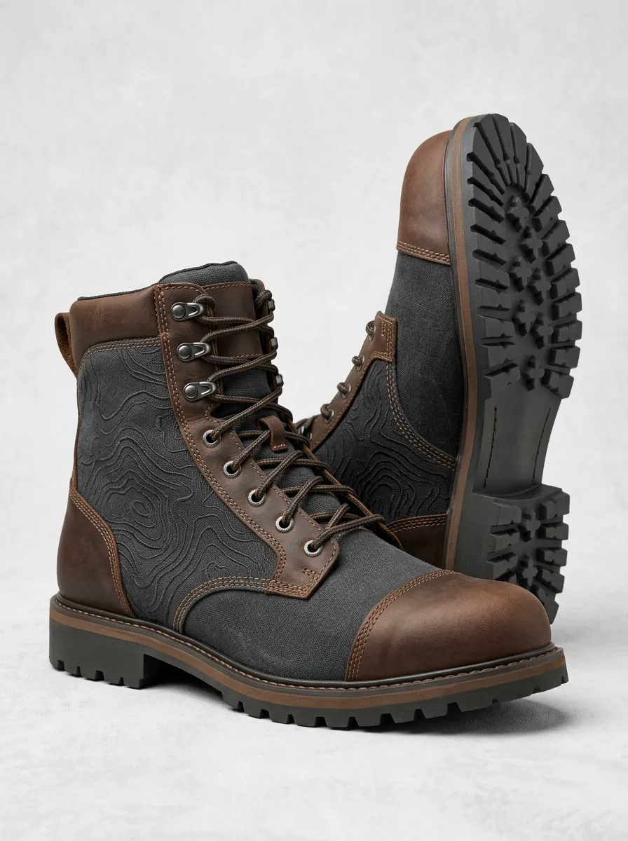 Unisex Urban Outdoor Hiking Topographic Map Print Work Boots