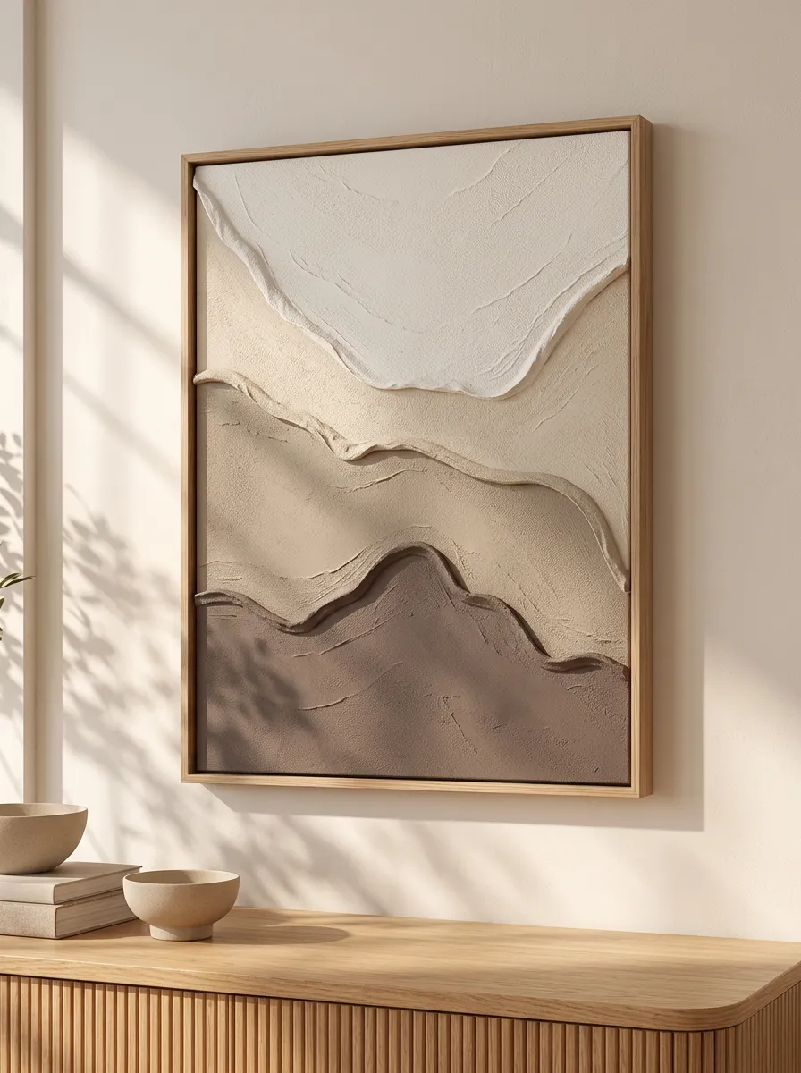 Modern Minimalist Neutral Abstract Textured Printed Wall Art