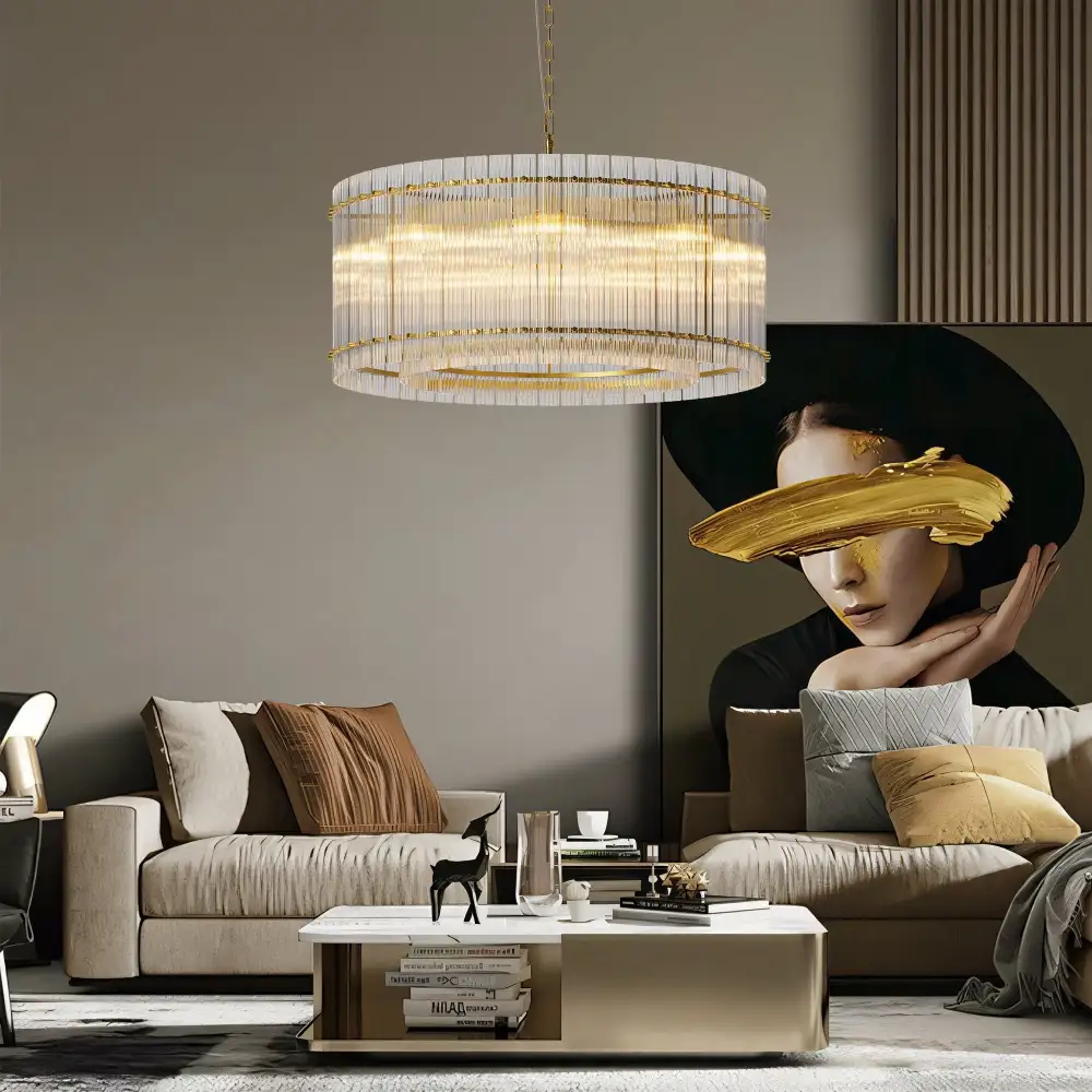 Refined Modern Metal Glass Chandelier Light