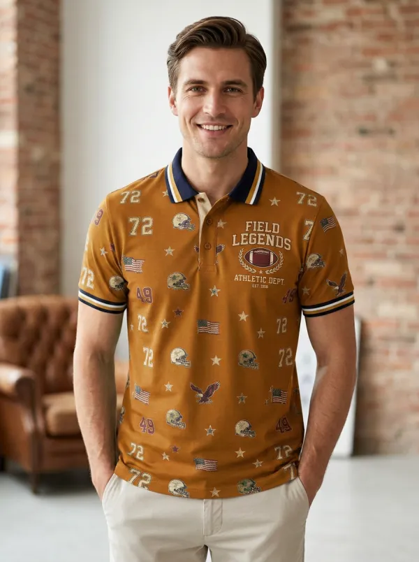 Men's Football Field Legends Helmet Polo Shirt