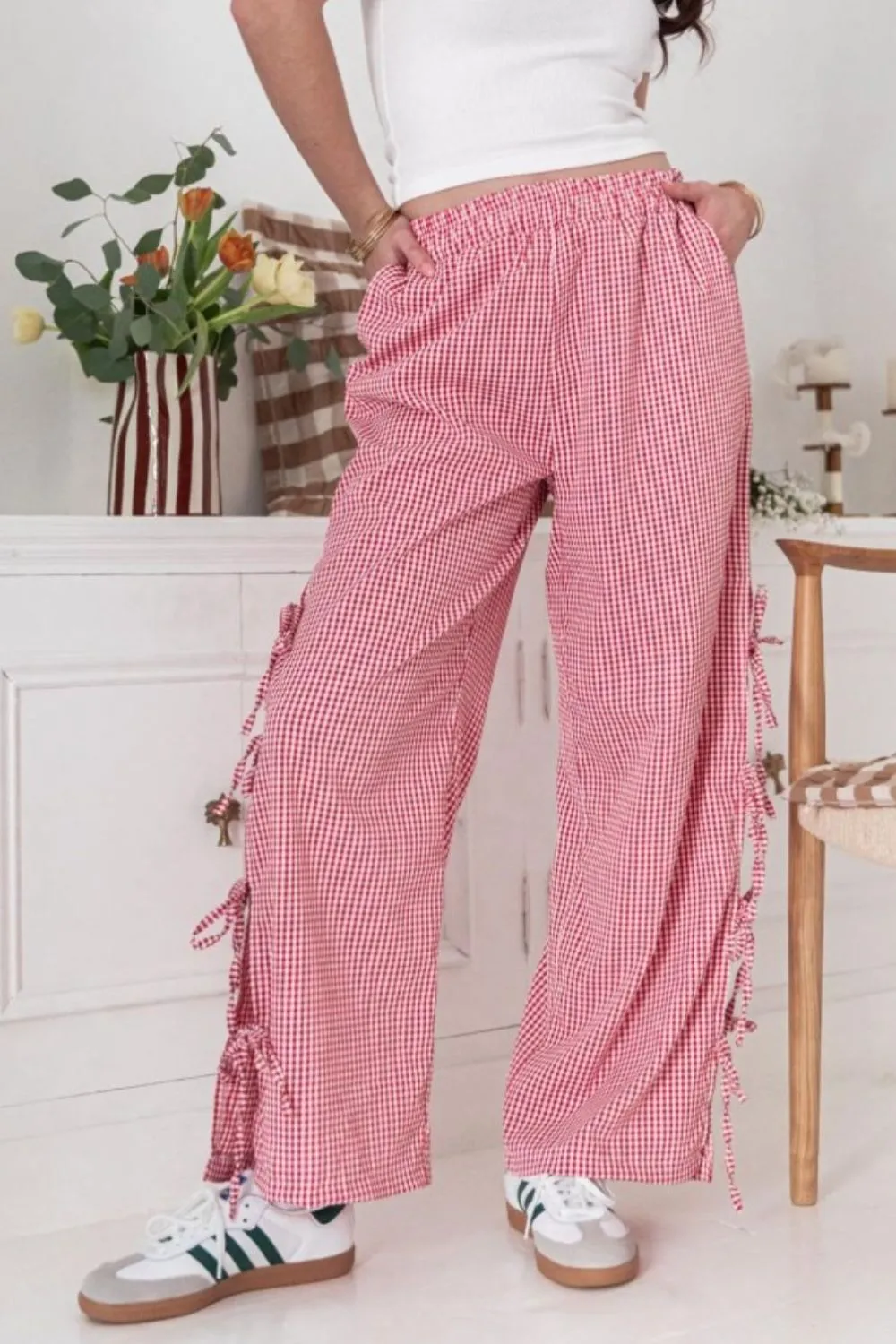 Side Tied Pants With Pocket